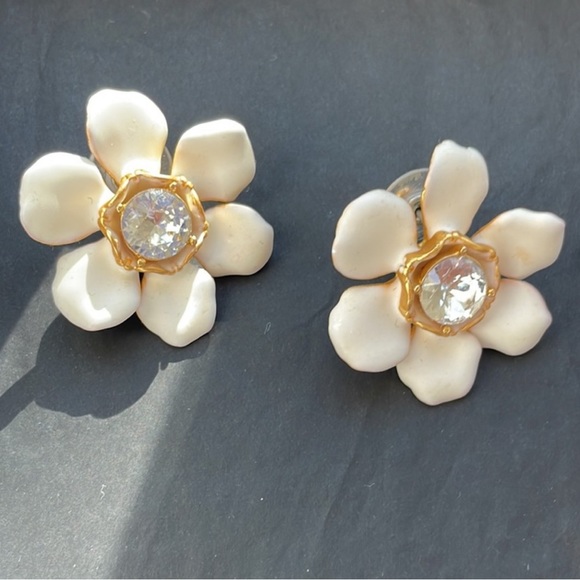 J. Crew Jewelry - J.Crew Crystal Floral Earrings with Cubic Zirconia